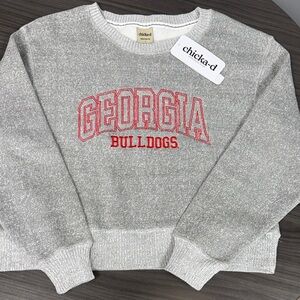 Chicka-d Gray Georgia Bulldogs Women's Crew Neck Sweater